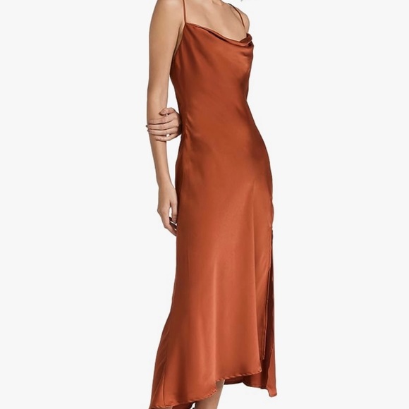ASTR the Label Gaia Silk Slip Dress in Rust, XS - Picture 4 of 4